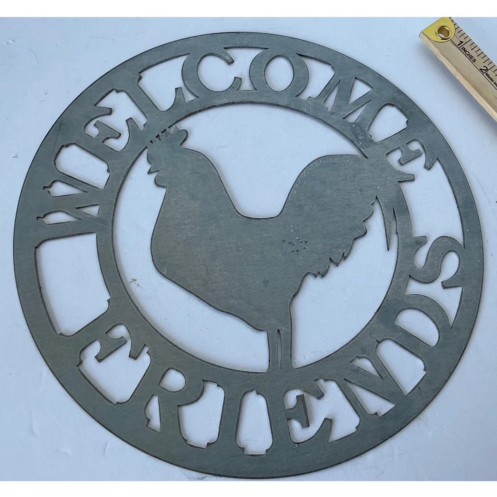 Unbranded Metal Wall Art Welcome Friends Rooster Farmhouse Decor‎ 12 Inch Rustic